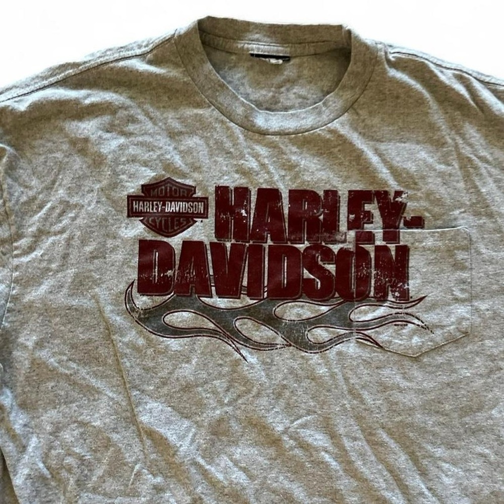 Harley-Davidson Gray and Maroon Long Sleeve Shirt
